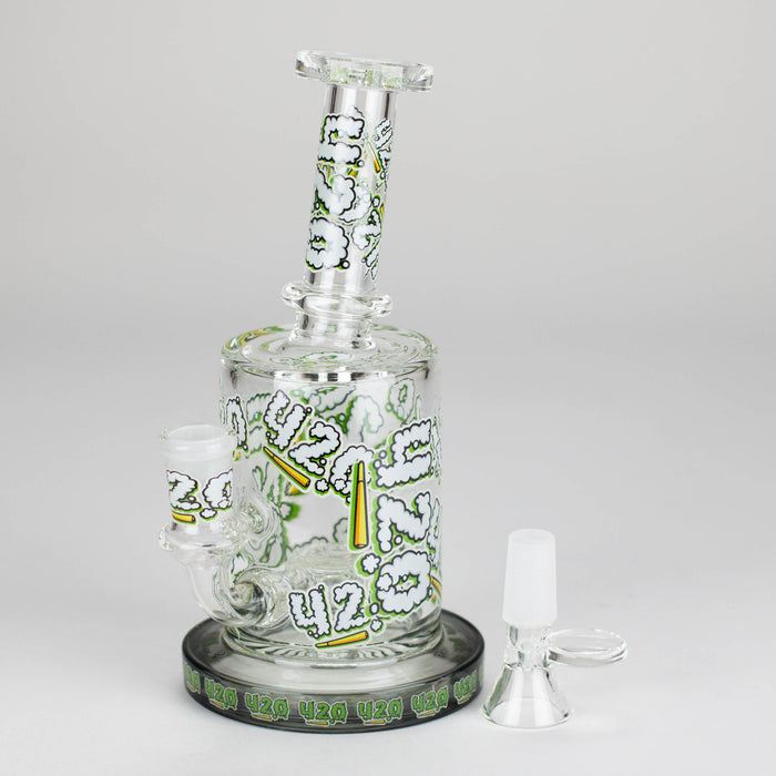 7" Color accented Glass Bong With Perc- 420 Special Edition Glass Bong 777 Smoke