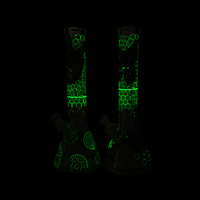 Z14" 7 mm Glass Bong With Cartoon Bee Design Glass Bong 777 Smoke