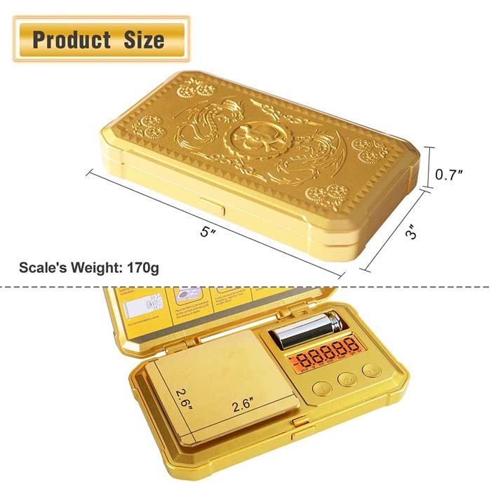 Fuzion | 24K-50 Gold 50g*0.001g Mini Scale With 50g Weight Scale Super Supplys Inc