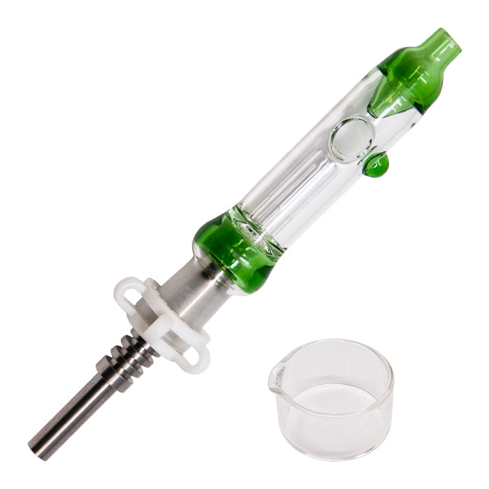 King | Nectar Collector Set 14MM Glass Hand Pipe Maple Craft Inc Green