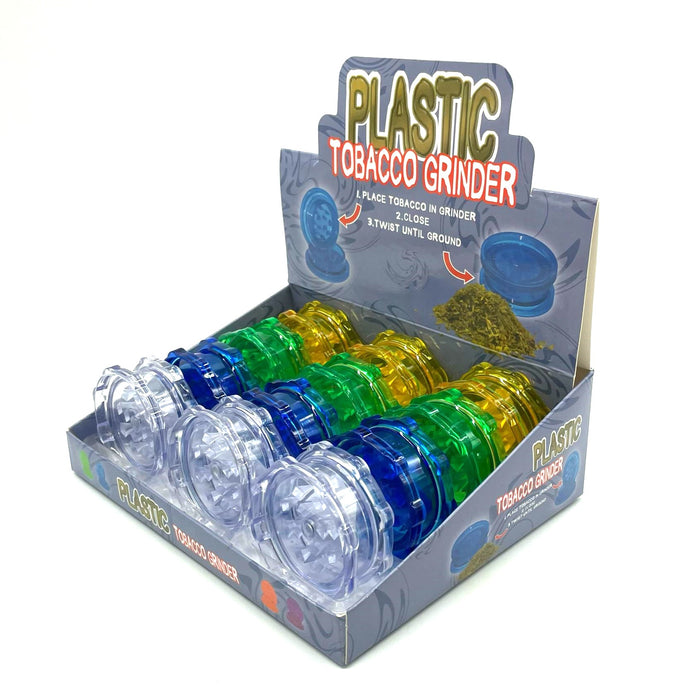54mm Plastic Grinder Assorted Color Box of 12 [GRI419] Display Pack NIBO Distribution