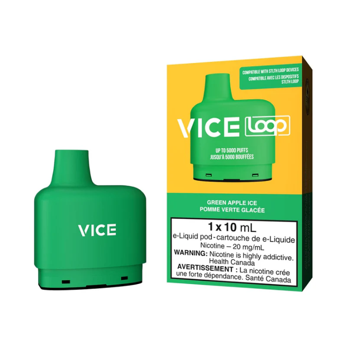 VICE | LOOP PODS Vape + LOOP 2 Device 1 Pack Free Disposable Vape Smokevape GREEN APPLE ICE