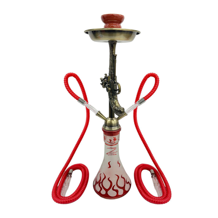 Zebra | 21" Smoke Wild West Gun 2-Hose Hookah Hookah Jatiimports LLC Red
