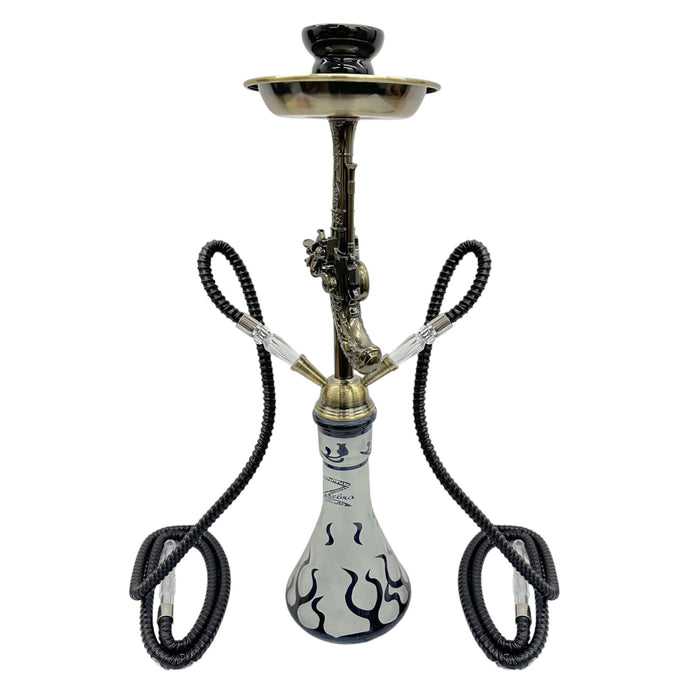 Zebra | 21" Smoke Wild West Gun 2-Hose Hookah Hookah Jatiimports LLC Black