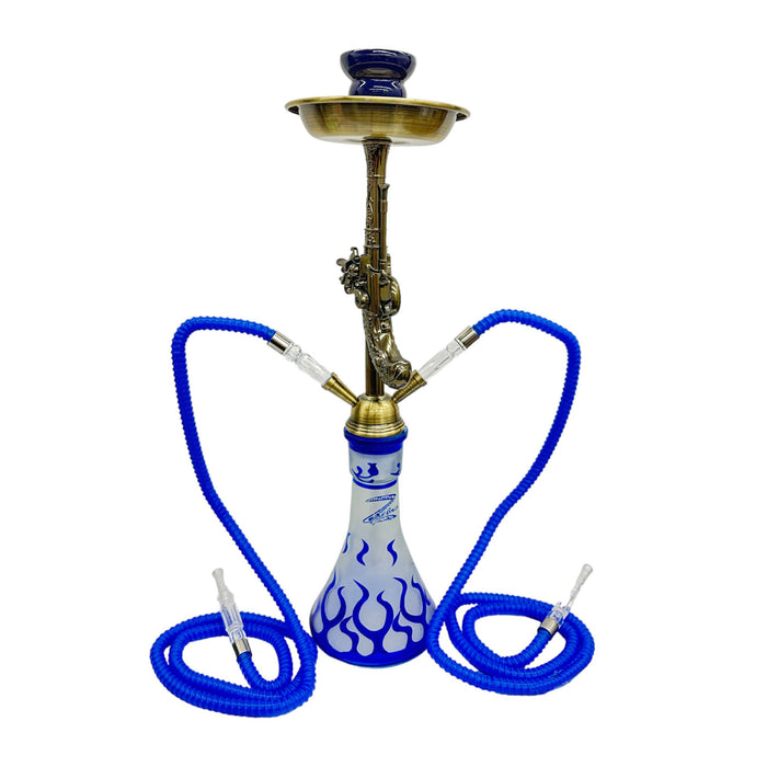 Zebra | 21" Smoke Wild West Gun 2-Hose Hookah Hookah Jatiimports LLC Blue