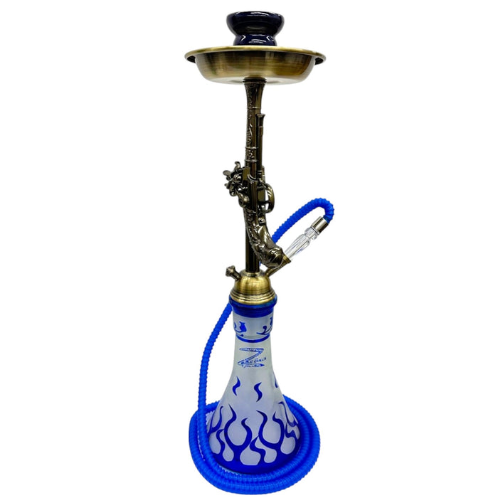 Zebra | 21" Smoke Wild West Gun Single Hose Hookah Hookah Jatiimports LLC Blue