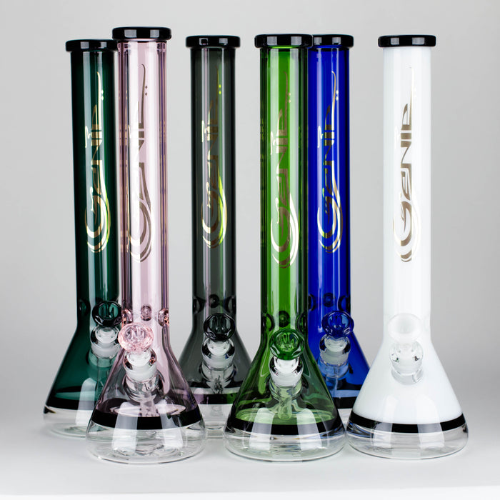 Genie | 18" 7 mm color-tube and clear-bottom beaker water bong [GE3110] Beaker Bong ONE