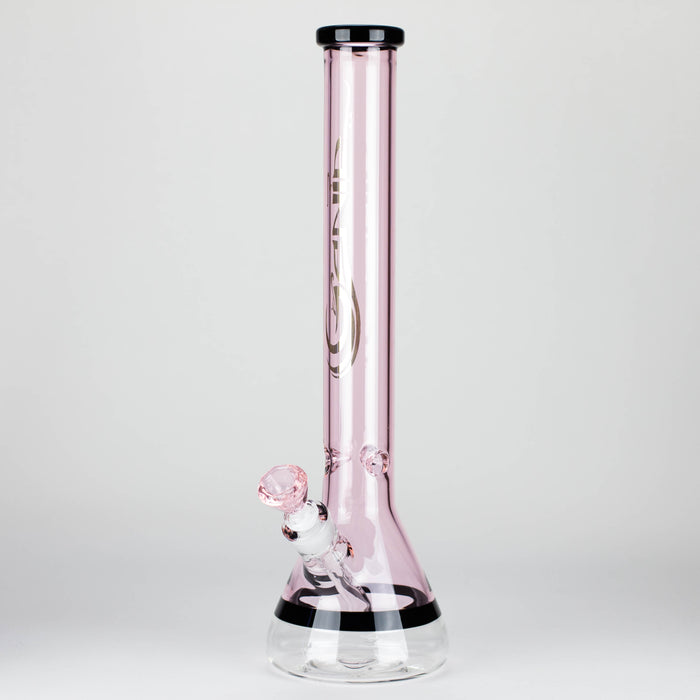 Genie | 18" 7 mm color-tube and clear-bottom beaker water bong [GE3110] Beaker Bong ONE Pink