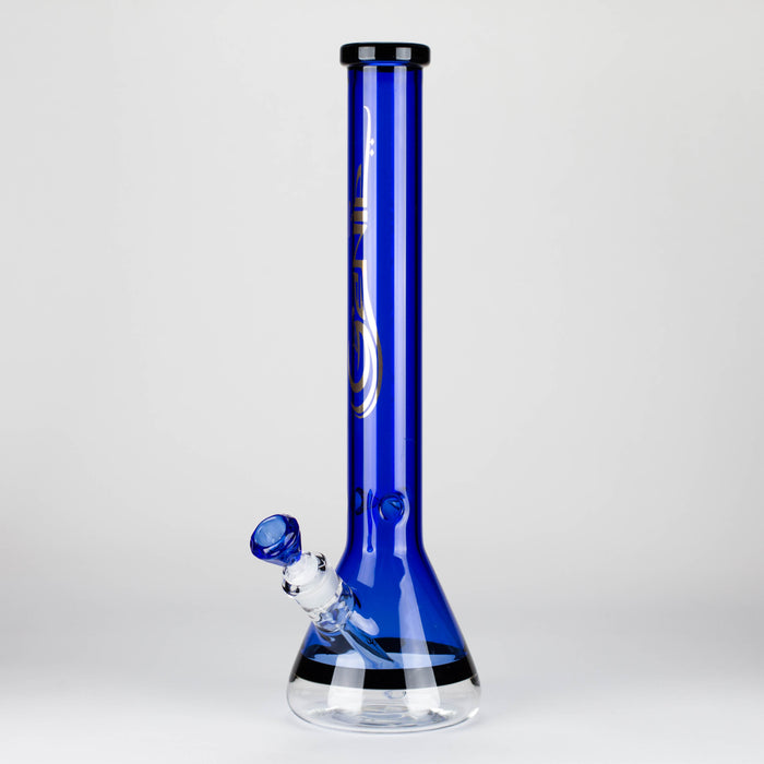 Genie | 18" 7 mm color-tube and clear-bottom beaker water bong [GE3110] Beaker Bong ONE Blue