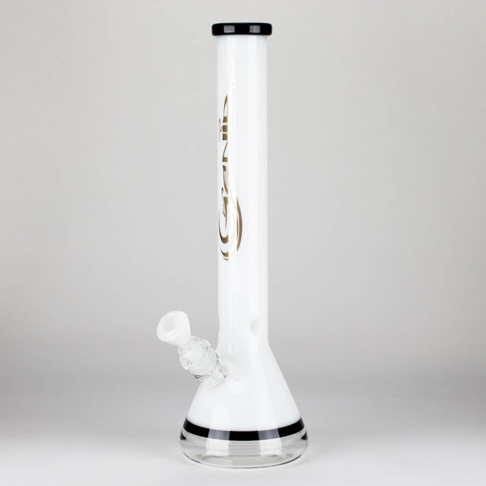 Genie | 18" 7 mm color-tube and clear-bottom beaker water bong [GE3110] Beaker Bong ONE White