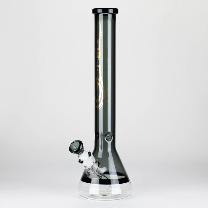 Genie | 18" 7 mm color-tube and clear-bottom beaker water bong [GE3110] Beaker Bong ONE Grey