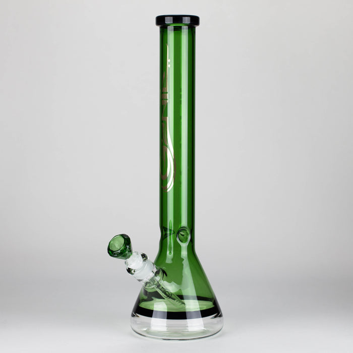 Genie | 18" 7 mm color-tube and clear-bottom beaker water bong [GE3110] Beaker Bong ONE Green