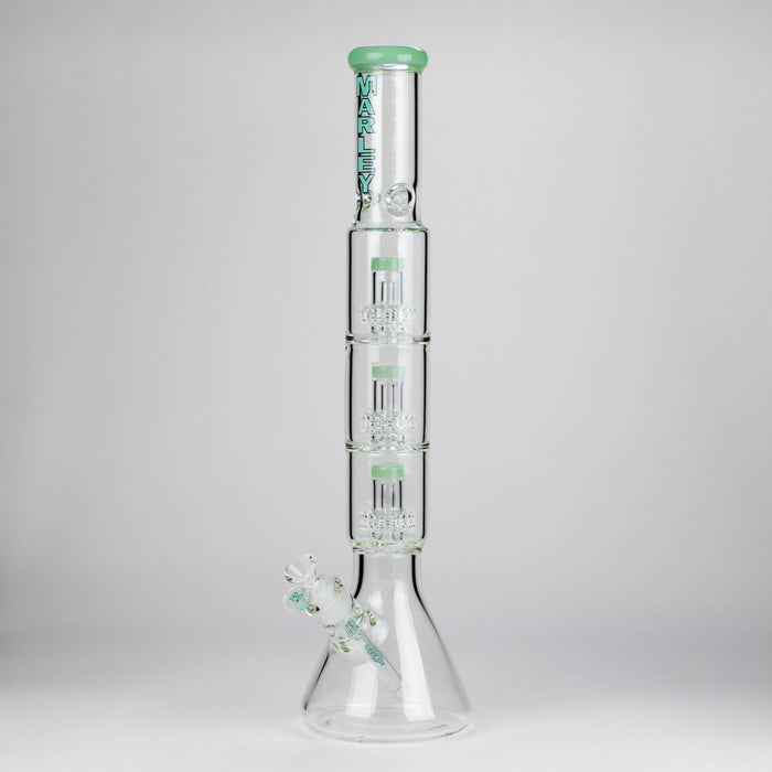 Marley | 20" 7mm Triple Flow Glass Beaker Bong [6521] Glass Bong Smoking Cat Distribution Jade Green