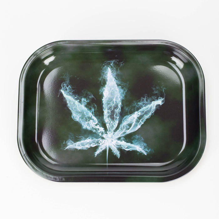 Novelty Metal Rolling Trays -Small ROLLING ACCESSORIES Smoking Cat Distribution Ghost Leaf
