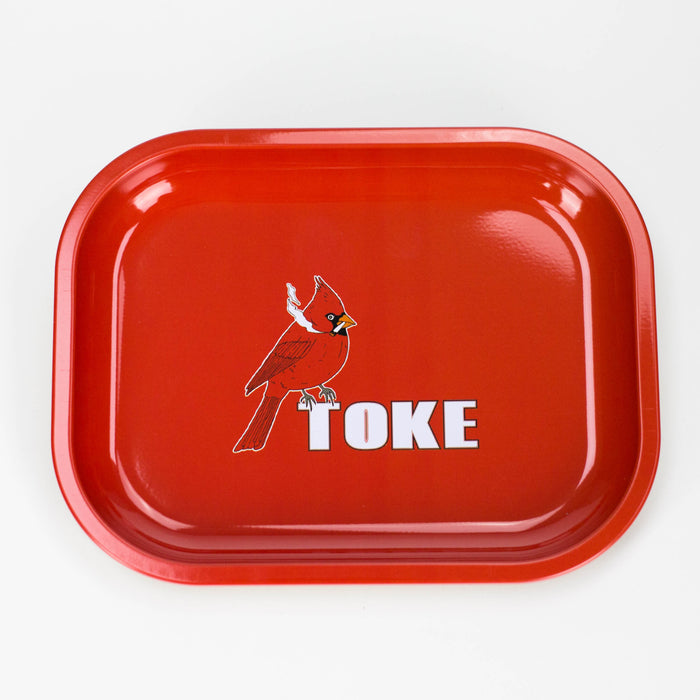Novelty Metal Rolling Trays -Small ROLLING ACCESSORIES Smoking Cat Distribution Red Cardinal Toke