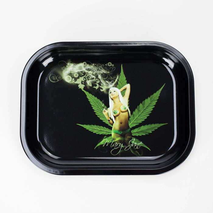 Novelty Metal Rolling Trays -Small ROLLING ACCESSORIES Smoking Cat Distribution Mary Jane