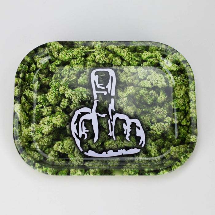 Novelty Metal Rolling Trays -Small ROLLING ACCESSORIES Smoking Cat Distribution The Finger