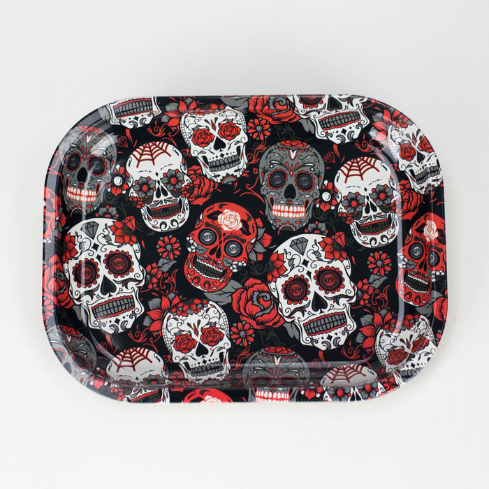 Novelty Metal Rolling Trays -Small ROLLING ACCESSORIES Smoking Cat Distribution Mexican skulls