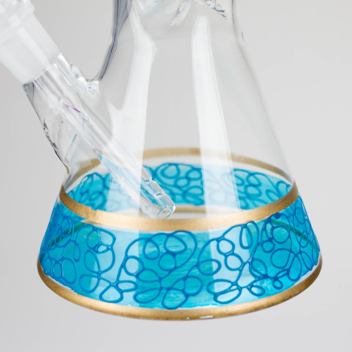 12" Printed beaker glass water bong-Assorted Beaker Bong Bongzie Smokes
