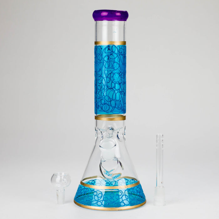 12" Printed beaker glass water bong-Assorted Beaker Bong Bongzie Smokes