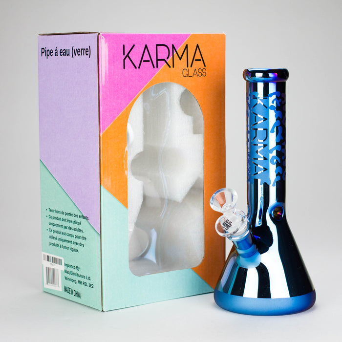 Karma | 9" Beaker Blue Metallic Glass Bong Beaker Bong Maq Distributors