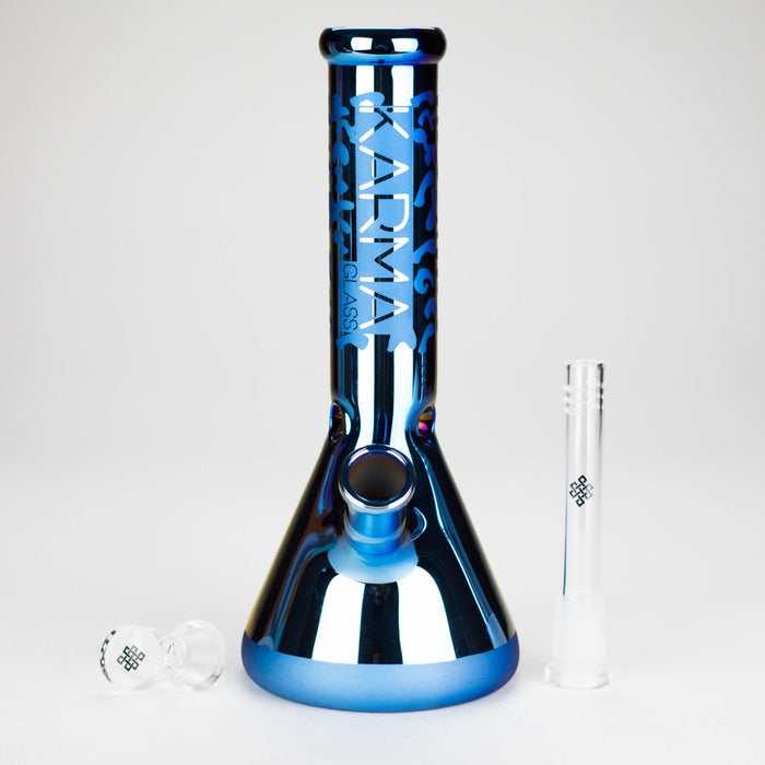 Karma | 9" Beaker Blue Metallic Glass Bong Beaker Bong Maq Distributors