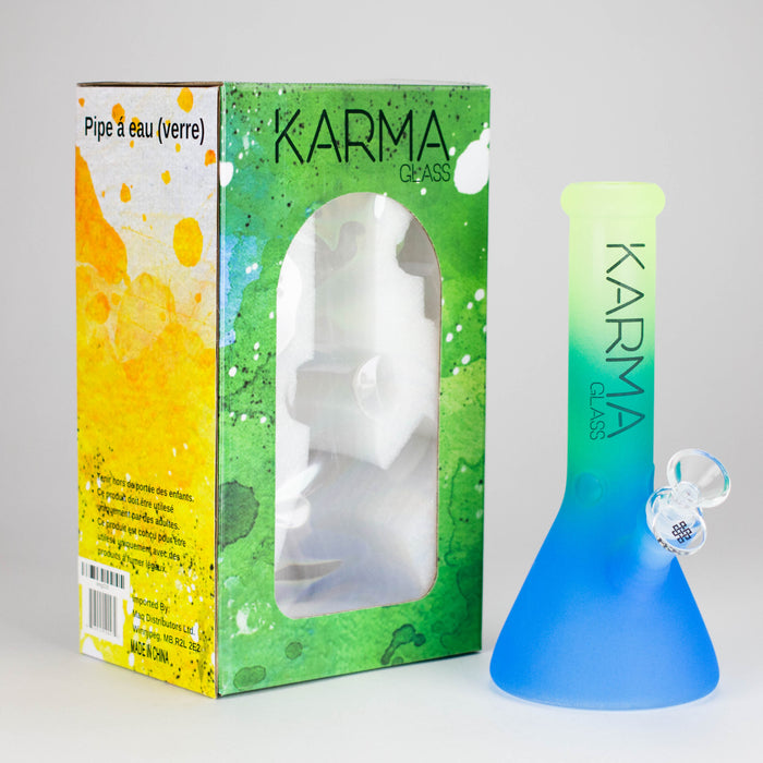 Karma | 9" Beaker 3 Toned Frosted Glass Bong Beaker Bong Maq Distributors