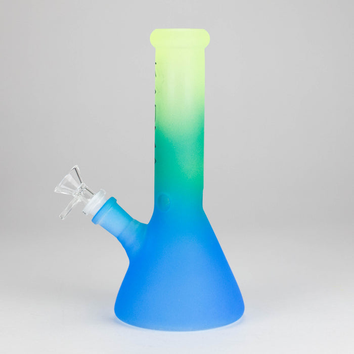 Karma | 9" Beaker 3 Toned Frosted Glass Bong Beaker Bong Maq Distributors