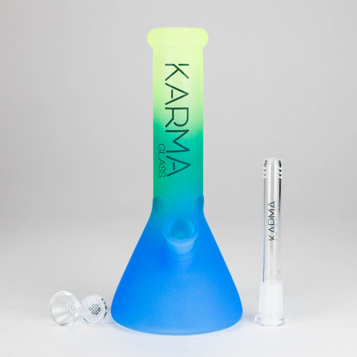 Karma | 9" Beaker 3 Toned Frosted Glass Bong Beaker Bong Maq Distributors