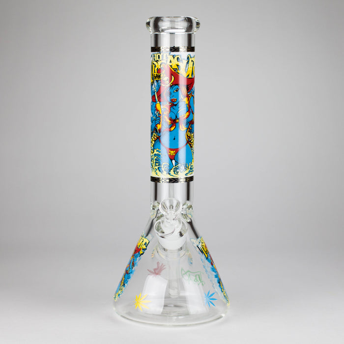 14" 7 mm Glass Bong With Pirate Design Glass Bong 777 Smoke