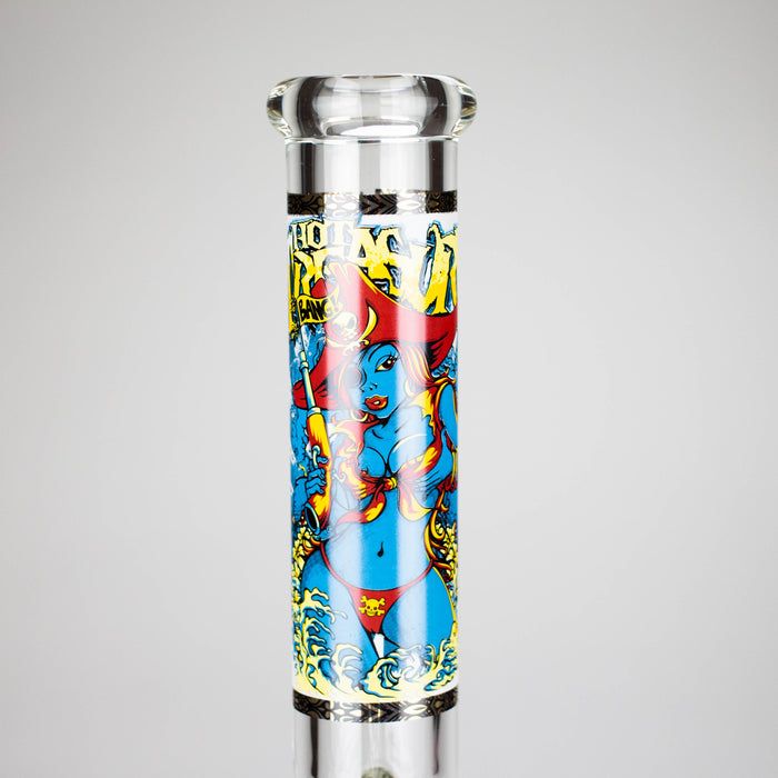 14" 7 mm Glass Bong With Pirate Design Glass Bong 777 Smoke