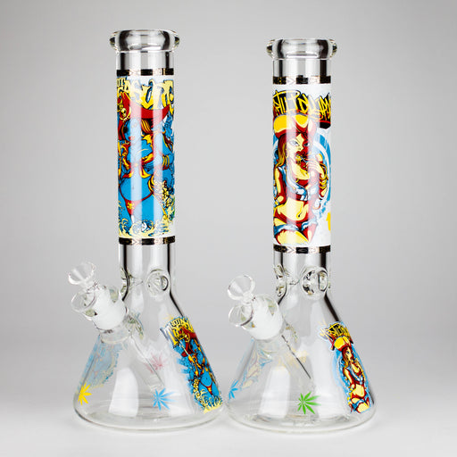 14" 7 mm Glass Bong With Pirate Design Bongs 777 Smoke
