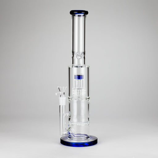 15" Color accented glass water bong with Double Perc Glass Bong 777 Smoke Blue
