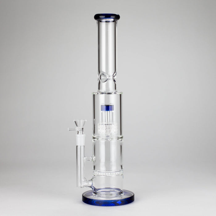 15" Color accented glass water bong with Double Perc Glass Bong 777 Smoke