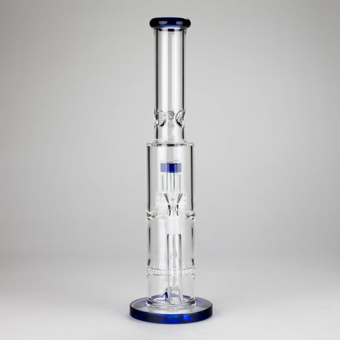 15" Color accented glass water bong with Double Perc Glass Bong 777 Smoke