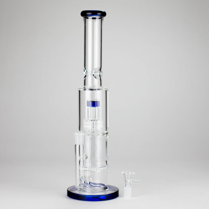 15" Color accented glass water bong with Double Perc Glass Bong 777 Smoke