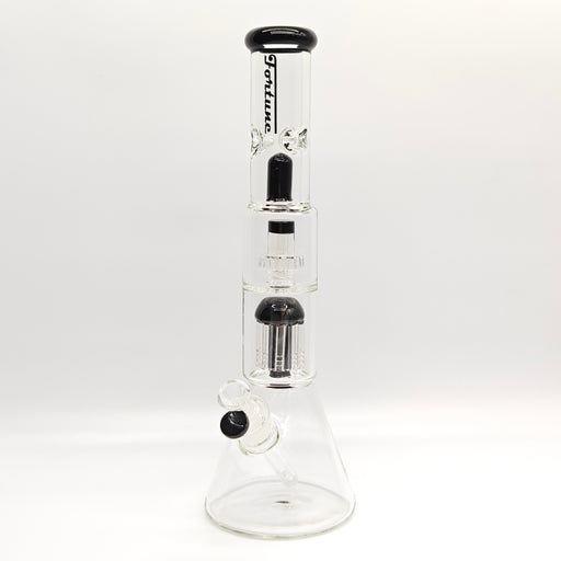 Fortune | 16" 7mm Double-Disk Percolator Beaker [1650PC-PK] Bongs Fortune Black
