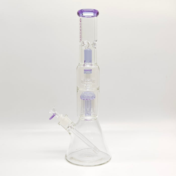 Fortune | 16" 7mm Double-Disk Percolator Beaker [1650PC-PK] Glass Bong Fortune