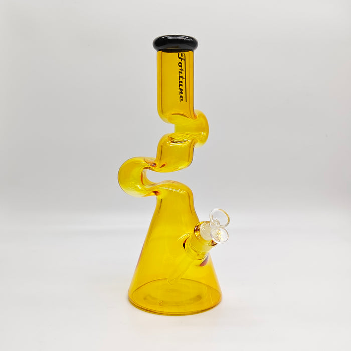 Fortune | Zig-Zag Zong 14" 7mm [Z145007] Glass Bong Fortune Yellow