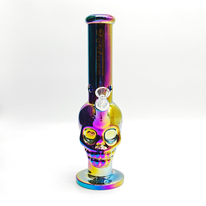 Fortune | Electroplated Skull 14" 7mm Glass Bong [SK144407E] Glass Bong Fortune D-Rainbow