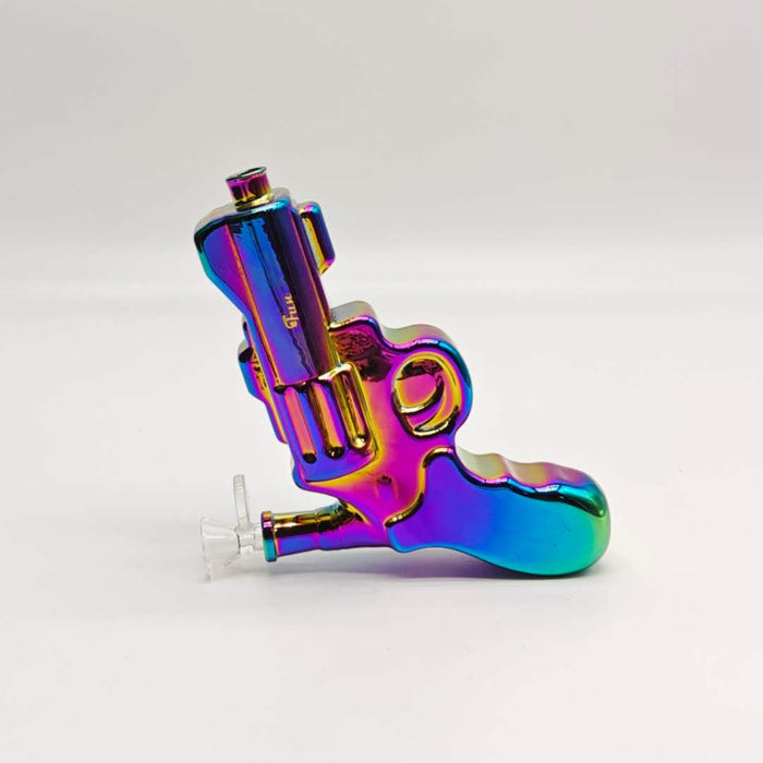 Electroplated 7.5" Pistol Glass Bong [SGun2-A] Glass Bong Fortune Rainbow