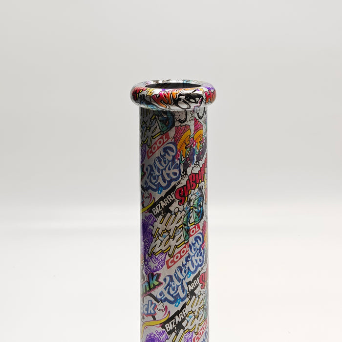 13" 7mm Calavera Hydrographic Glass Bong-Assorted Designs_10
