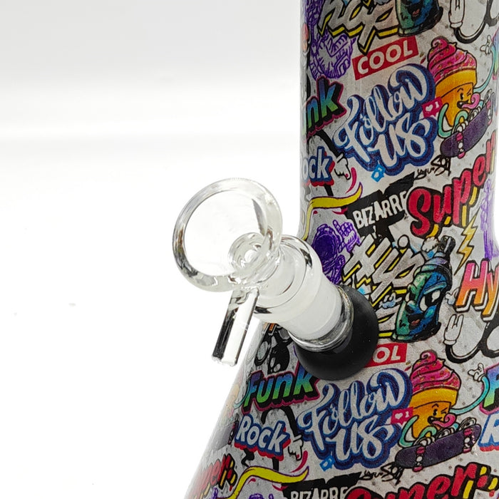 13" 7mm Calavera Hydrographic Glass Bong-Assorted Designs_8