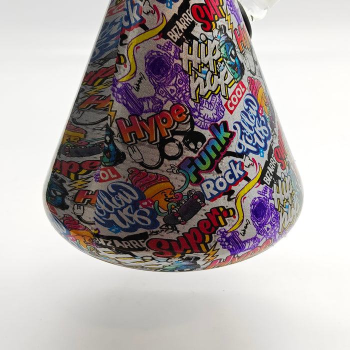 13" 7mm Calavera Hydrographic Glass Bong-Assorted Designs_9