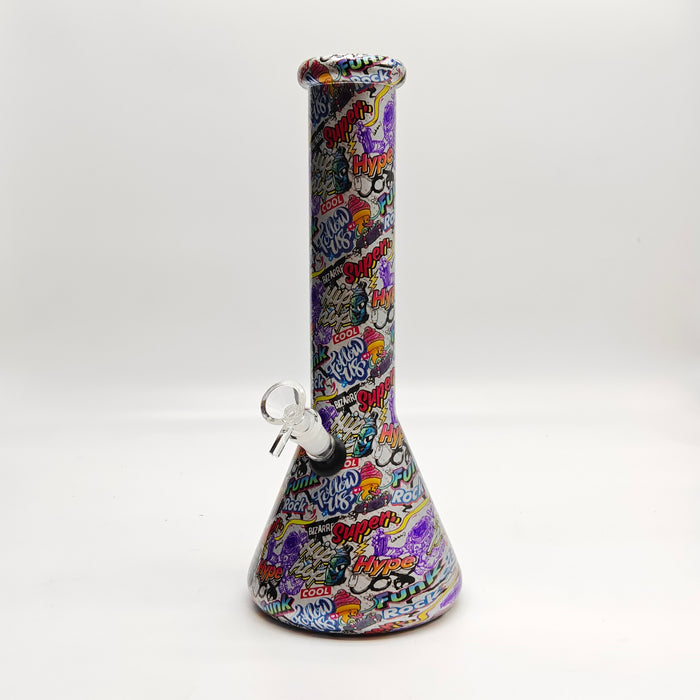 13" 7mm Calavera Hydrographic Glass Bong-Assorted Designs_5