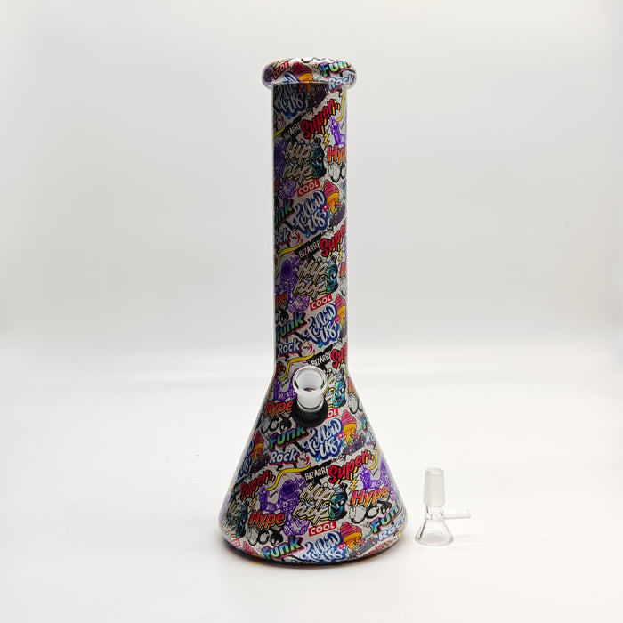 13" 7mm Calavera Hydrographic Glass Bong-Assorted Designs_6