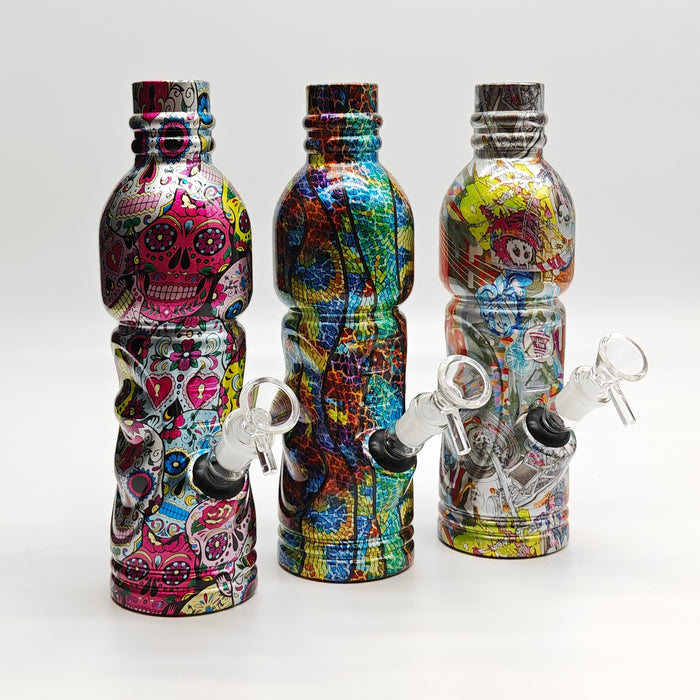 9" Hydrographic Water Bottle Glass Bong-Assorted Designs Glass Bong Super Supplys Inc