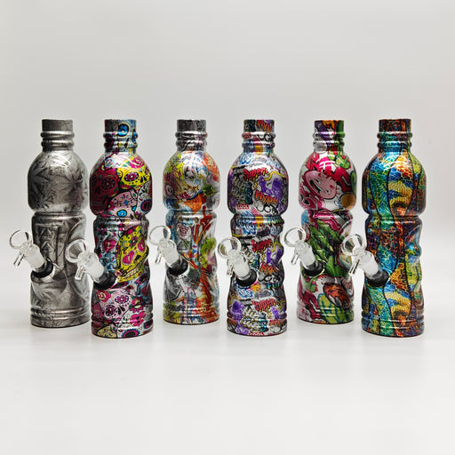 9" Hydrographic Water Bottle Glass Bong-Assorted Designs_0