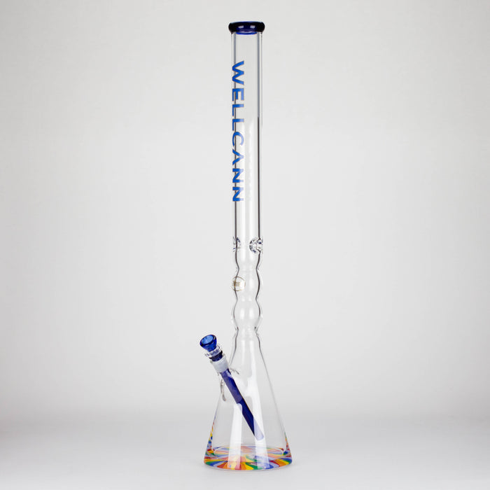 WellCann | 29" Curved Tube Beaker Bong – Heavy-Duty 7mm Glass with Thick Base Glass Bong Smoking Cat Distribution Rainbow