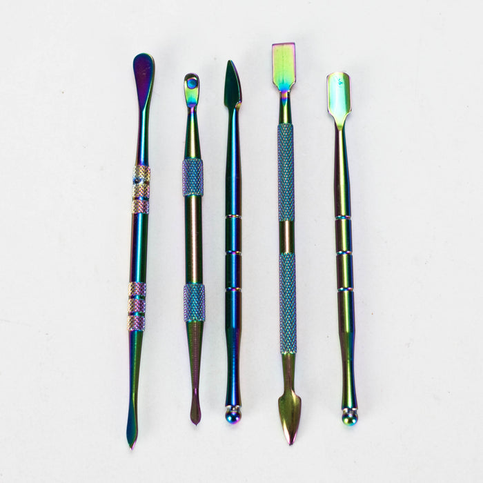 6 Pcs 440 Stainless Steel Dabber Tool Set with silicone jar-Rainbow [SMKE-103] Cap · Dabber · Insert · Clip · Nail Canadian Distributor
